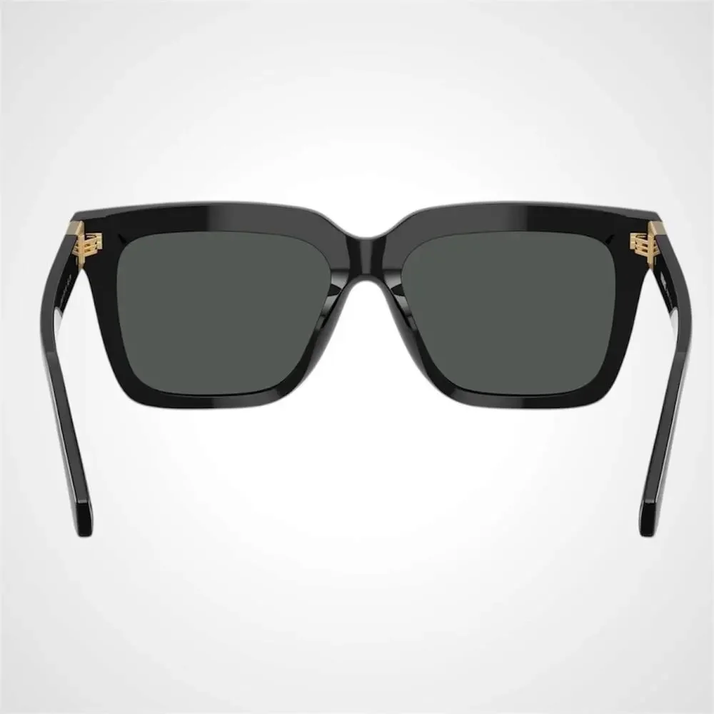 New VERSACE Sunglasses Black Acetate Square 56mm Gold Medusa Womens Authentic